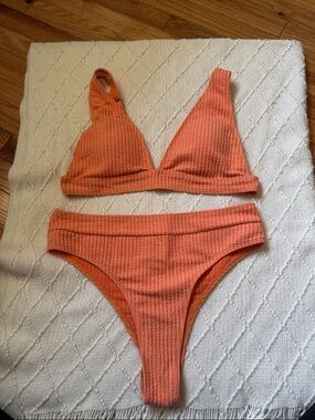 Ribbed Orange Bikini Set